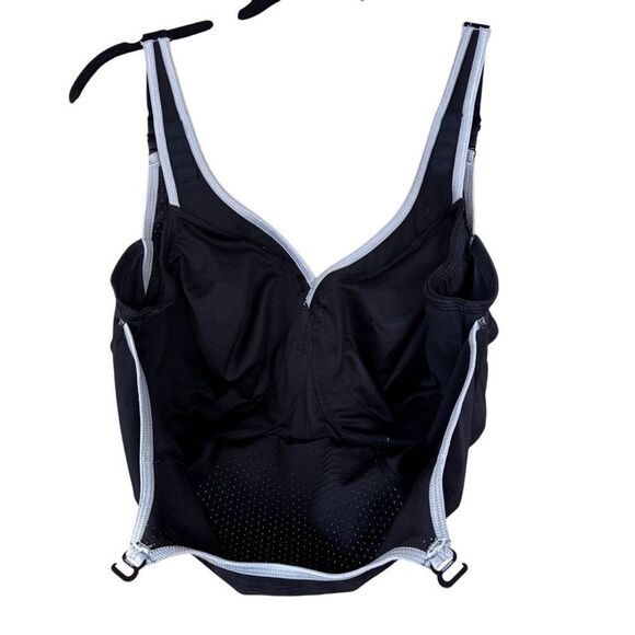 Glamorise- Elite Performance Adjustable Wirefree Sport Bra #1167 Black Gray, 38H - Picture 4 of 14